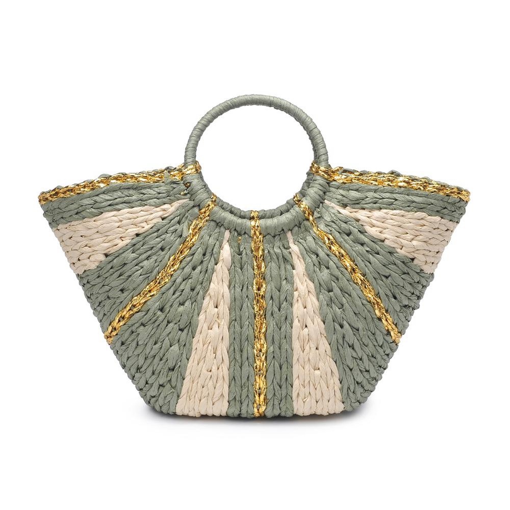 Urban Expressions Carmen Round Handle Straw Tote (Sage)